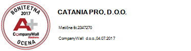 Bonitetna ocena CATANIA PRO, d.o.o. - 2017